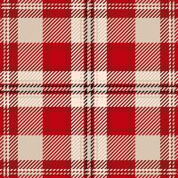 Tailor textile background , realistic pattern fabric check. Stitched texture tartan plaid seamless in red and light colors. vector