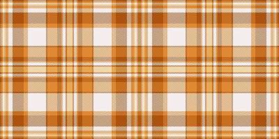 Regular plaid textile tartan, collection fabric check texture. Selection background pattern seamless in orange and white colors. vector