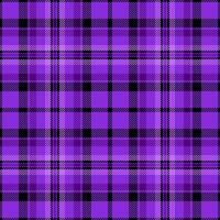 Geometry check pattern fabric, screen texture background tartan. Copy space seamless plaid textile in violet and black colors. vector