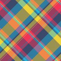 Jersey tartan plaid texture, product textile seamless check. Colourful background fabric pattern in blue and yellow colors. vector