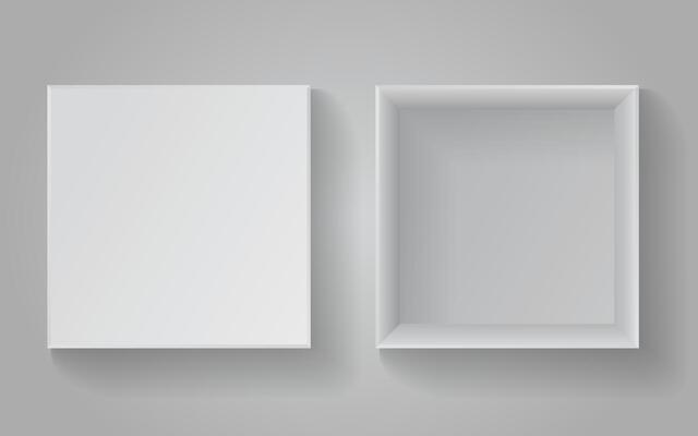 Realistic cardboard square box for stuff. illustration
