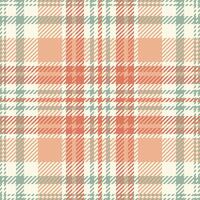 Online check fabric seamless, pyjamas texture tartan background. Shop plaid textile pattern in old lace and orange colors. vector