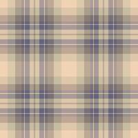 Aesthetic fabric pattern, equal textile background seamless. Silk texture check tartan plaid in pastel and grey colors. vector