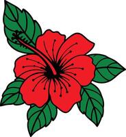 Hibiscus Flower With Leaves vector