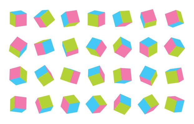 Children multi colored cubes set isolated on white background. illustration