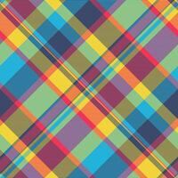 Picnic blanket seamless plaid , iconic tartan textile texture. Graph background check fabric pattern in yellow and cyan colors. vector