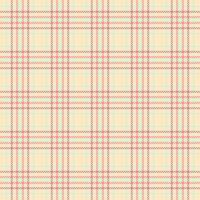 Formal plaid seamless, minimalist background tartan check. Trim texture pattern textile fabric in bisque and red colors. vector