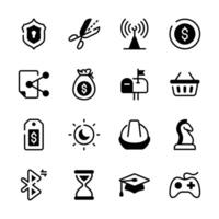 A set of simple icons representing various business and technology concepts vector