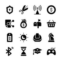 A set of simple icons representing various business and technology concepts vector