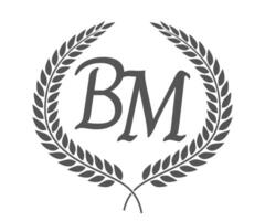 Initial letter B and M, BM monogram logo design with laurel wreath. Luxury calligraphy font. vector
