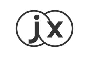 JX business company emblem with outline rounds and letters j x. Logo template of two merged circles for brand identity, logotype. Infinity symbol vector
