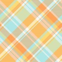 Podium check pattern, mat fabric texture textile. Creativity seamless plaid tartan background in orange and light colors. vector