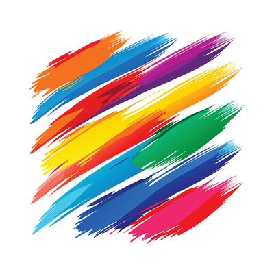 colorful paint splashes set isolated on a white background