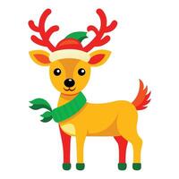 Christmas reindeer with red ribbon vector