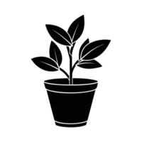 plant in a pot silhouettes icon isolated on a white background vector