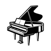 grand piano and notes silhouette icon isolated on a white background vector