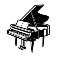 grand piano and notes silhouette icon isolated on a white background vector