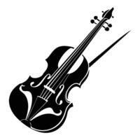 violin and bow silhouette icon isolated on white background vector