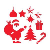 Christmas red elements and decorations collection isolated on white background. vector