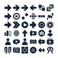 Arrow icon set isolated. Arrows set of 100 black icons. Black arrows icons. Modern simple arrows. vector