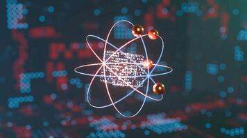 Abstract system of quantum computing, the future supercomputer technology, 3d rendering video