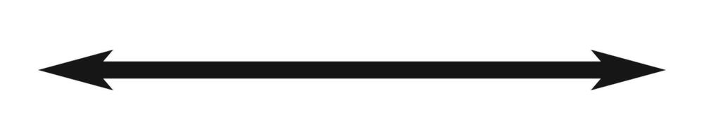 Double arrow icon. Long straight horizontal arrow with two-sided pointers. Black width sign or east and west symbol isolated on white background. graphic illustration vector