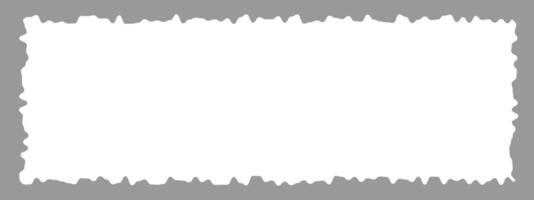 Old torn paper texture. Blank white rectangle shape with ripped edges isolated on gray background. Empty jagged textbox, label, tag, patch template or collage element vector