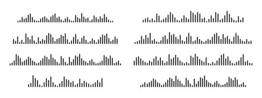 Set of sound wave forms. Voicemail, audio message, record signs. Podcast, radio, music player equalizer, song track, pulse spectrum pictograms vector
