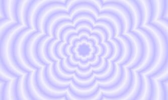 Poster with concentric purple flowers in blurry style. Trendy y2k pattern with gradient aura effect. Trippy psychedelic wallpaper design. Aesthetic background with hypnotic effect vector