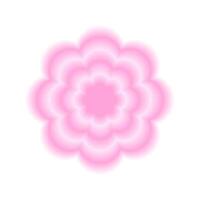 Concentric pink flower shape in blurry style. Trendy y2k sticker with gradient aura effect isolated on white background. illustration vector