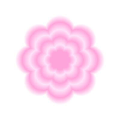 Concentric pink flower shape in blurry style. Trendy y2k sticker with gradient aura effect isolated on white background. illustration