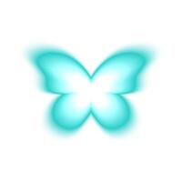 Butterfly blurry holographic shape isolated on white background. Trendy y2k sticker with gradient aura effect. Decoration element in retro 90s style vector