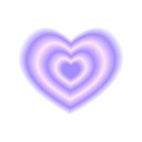 Purple heart shaped y2k icon with gradient aura effect. Valentine day sticker in trendy holographic blurry style isolated on white background vector