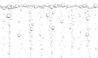 Underwater bubbles background. Fizzy carbonated drink texture. Champagne, beer, soda, seltzer, sparkling wine stream. Soap, shampoo, gel foam. Effervescent pill trace vector
