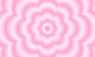 Poster with pink concentric flowers in holographic blurry style. Trendy y2k pattern with gradient aura effect. Trippy psychedelic wallpaper design. Aesthetic background with hypnotic effect vector