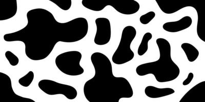 Cow skin pattern. Abstract uneven shapes background. Dalmatian, leopard, giraffe fur. Black spots camouflage texture. Animal leather template. Milk chocolate package design. flat illustration vector