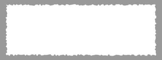 Jagged piece of paper. White rectangle shape with rough edges. Blank ripped textbox, label, tag, banner template. Old paper, photo frame, treasure map, papyrus texture vector