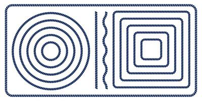 Set of round and square rope frames, straight and wavy cord borders isolated on white background. Thread, twine, jute, cable elements. Maritime, yacht, sea, ocean ornaments vector
