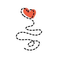 Valentines dash line heart shape on white background for design. Illustration vector