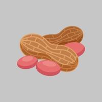 Editable illustration of peanuts on a gray background vector