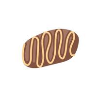 Chocolate candy in mocha mousse color with a zigzag caramel pattern in flat style. Ideal for theme like dessert, festive treat, Valentines Day and culinary art. vector