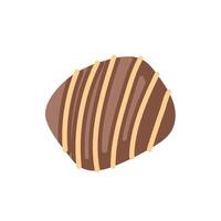 Chocolate candy mocha mousse color with caramel lines on top in flat style. Perfect for theme of sweet, dessert, celebration and Valentines Day. vector