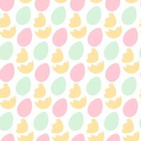 Colorful Easter eggs and Cracked eggshell Seamless pattern in trendy soft shades. Festive background. Isolated illustration Wrapping, Thematic cards or web promo banner, posting, blog, leaflets vector