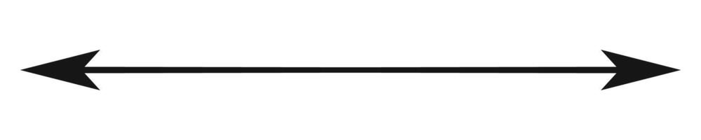 Double arrow symbol. Long straight horizontal arrow with two-sided pointers. Black width or east and west orientation icon isolated on white background. graphic illustration vector