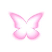 Pink butterfly shape in holographic blurry style isolated on white background. Machaon silhouette with gradient aura effect. Trendy y2k design element. illustration vector