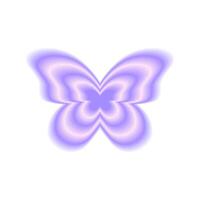 Butterfly chameleon shape in blurry style isolated on white background. Trendy y2k sticker with gradient aura effect. illustration vector