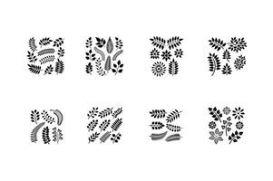 Leafed Branches Icon Set Illustrations for Creative Projects. vector