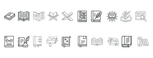 Library Book Icons Set Illustrations for Educational Use. vector