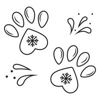 Christmas trail from a dog with a snowflake vector