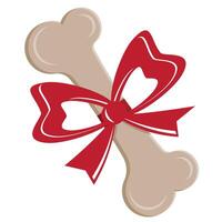A festive bone for a dog, tied with a bow. vector